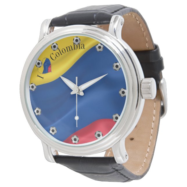 Reloj De Pulsera Amo la bandera de Colombia (Angular)