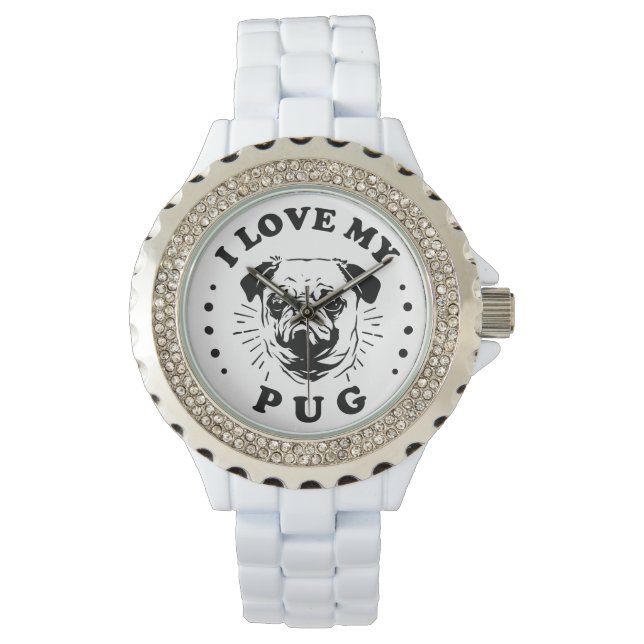 Reloj De Pulsera Amo Mi Pug (Anverso)