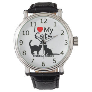 Reloj De Pulsera Amo Mi Silhouette De Dos Gatos