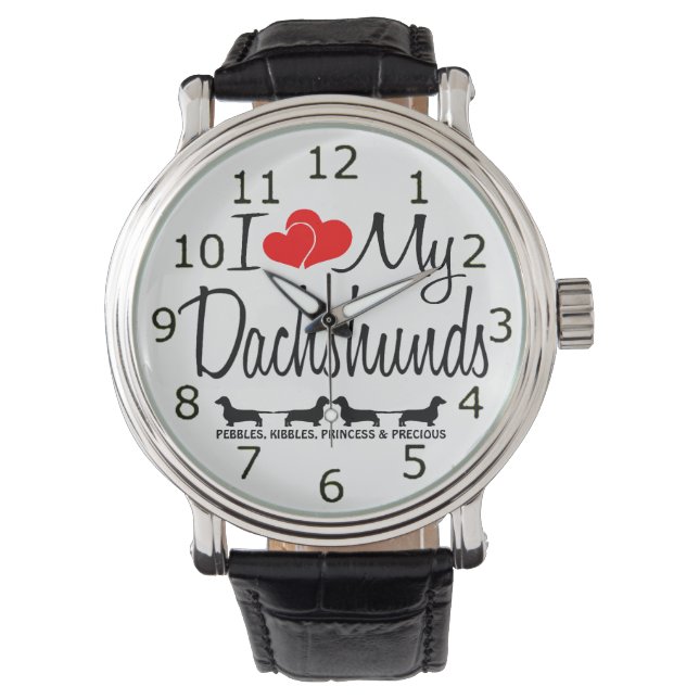 Reloj De Pulsera Amo Mis Cuatro Perros Dachshund (Anverso)
