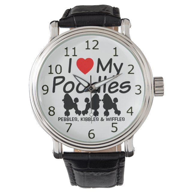 Reloj De Pulsera Amo Mis TRES Perros De Poodle (Anverso)