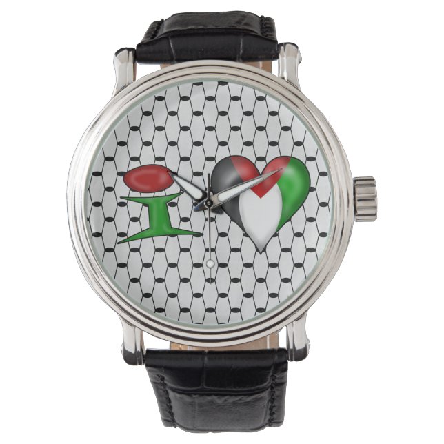 Reloj De Pulsera Amo Palestina, corazón Palestina (Anverso)