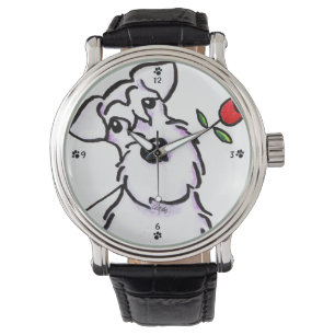 Reloj De Pulsera Amor blanco del Schnauzer subió