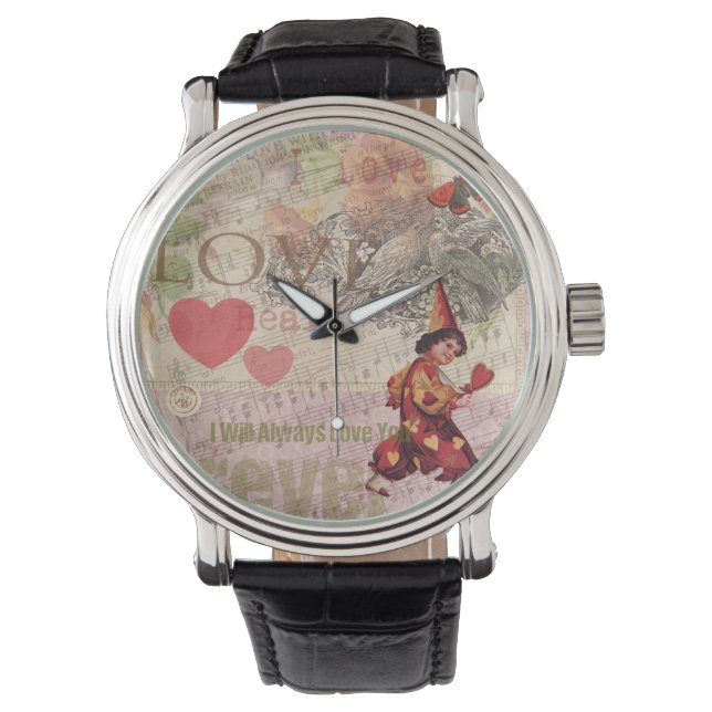 Reloj De Pulsera Amor Corazón Querido Valentine Cherub (Anverso)