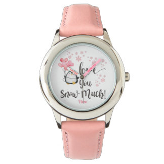 Reloj De Pulsera Amor - Cute San Valentín pingüino personalizado