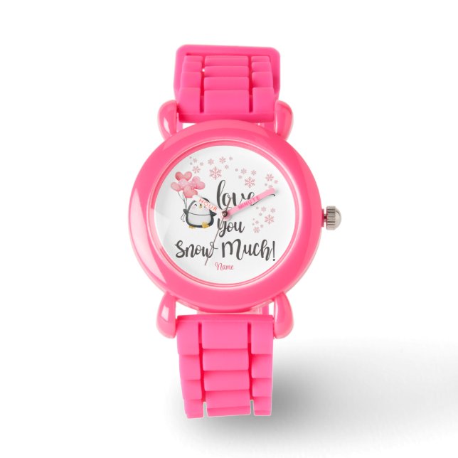 Reloj De Pulsera Amor - Cute San Valentín pingüino personalizado (Anverso)