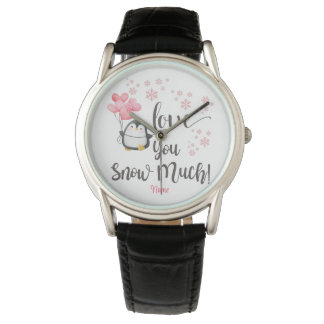 Reloj De Pulsera Amor - Cute San Valentín pingüino personalizado
