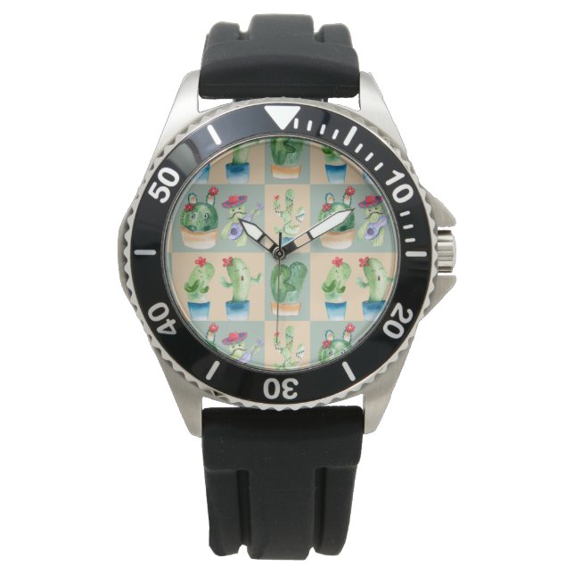 Reloj De Pulsera amor por cactus - acuarela (Anverso)