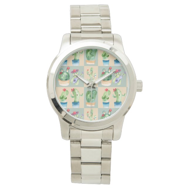 Reloj De Pulsera amor por cactus - acuarela (Anverso)