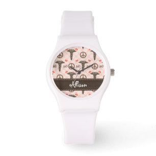 Reloj De Pulsera Amor por la paz personalizado MD Caduceus