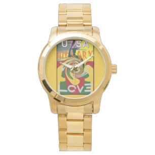 Reloj De Pulsera Amor Rojo Dorado Verde
