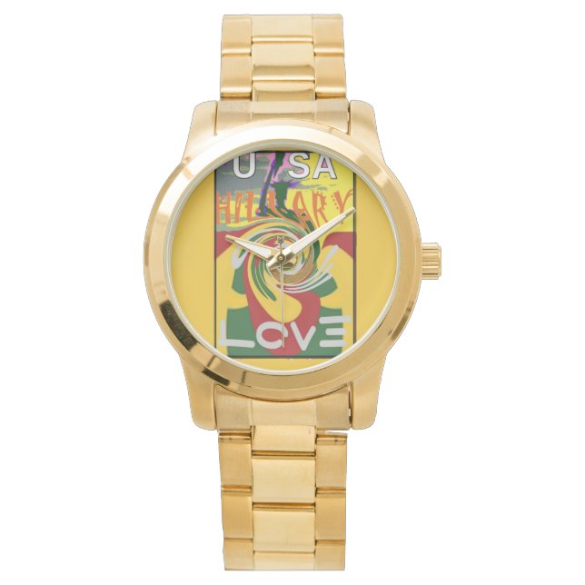 Reloj De Pulsera Amor Rojo Dorado Verde (Anverso)