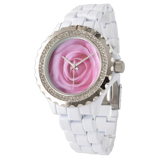 Reloj De Pulsera Amor romántico Sweet Soft Rosa Flor Watch (Angular)
