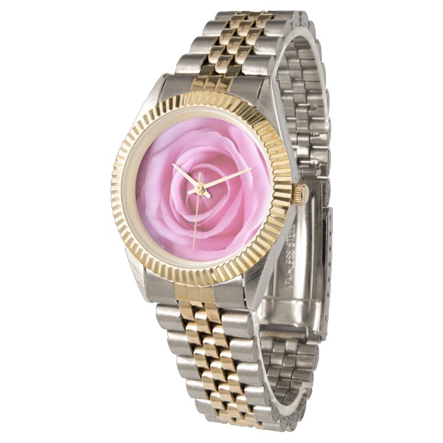 Reloj De Pulsera Amor romántico Sweet Soft Rosa Flor Watch (Angular)