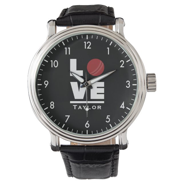 Reloj De Pulsera Amor Y Deportes De Cricket En Vivo Nombre Personal (Anverso)