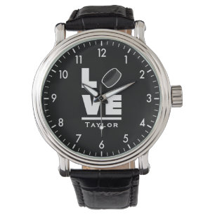Reloj De Pulsera Amor Y Hockey Sobre Hielo En Vivo Nombre Personali