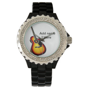 Reloj De Pulsera Añadir el nombre texto guitarra acústica marrón ed