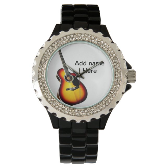 Reloj De Pulsera Añadir el nombre texto guitarra acústica marrón ed (Anverso)