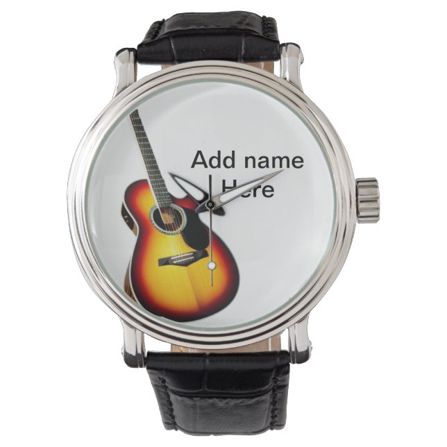 Reloj De Pulsera Añadir el nombre texto guitarra acústica marrón ed (Anverso)