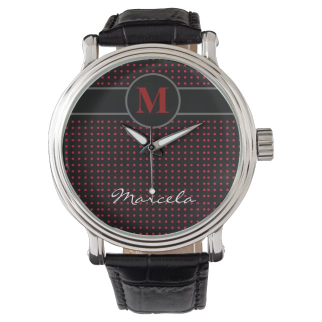 Reloj De Pulsera añadir inicial / polkadots (Anverso)