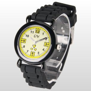 Reloj De Pulsera Añadir iniciales corazones niños amarillos