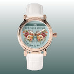 Reloj De Pulsera Añadir nombre introvertido soledad floral verde<br><div class="desc">Añade un toque de elegancia a tu muñeca con este impresionante reloj de mujeres, con una correa de cuero blanco de moda. Perfecto para los que aprecian los momentos tranquilos, este reloj está adornado con delicados acentos florales y la frase "Abrazando la soledad" y "Energizado por el silencio", o personalizar...</div>