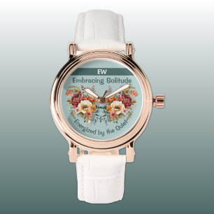 Reloj De Pulsera Añadir nombre introvertido soledad floral verde