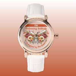 Reloj De Pulsera Añadir nombre introvertido soledad naranja floral