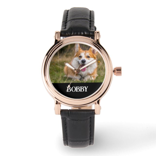 Reloj De Pulsera Añadir su propia foto y nombre de perro (Anverso)