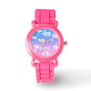 Reloj De Pulsera Anchores flotantes rosados, nombre personalizado d