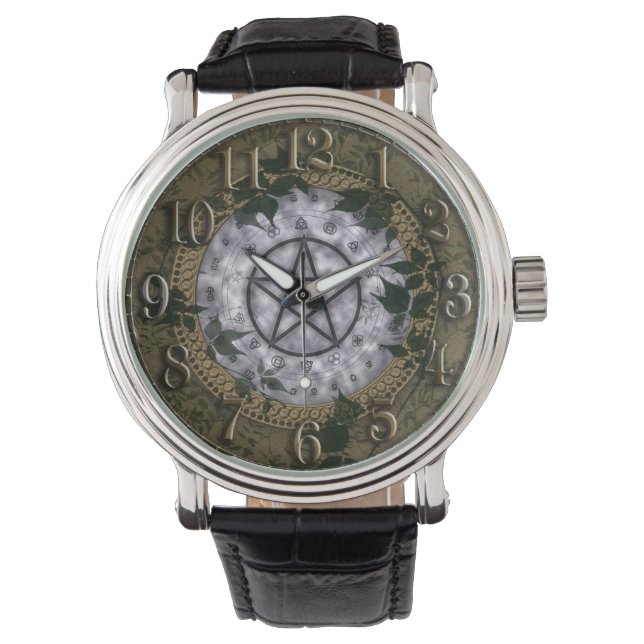 Reloj De Pulsera Anciano Magick Pentacle Pagan Watch (Anverso)