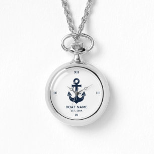 Reloj De Pulsera Ancla de barco azul marino náutico