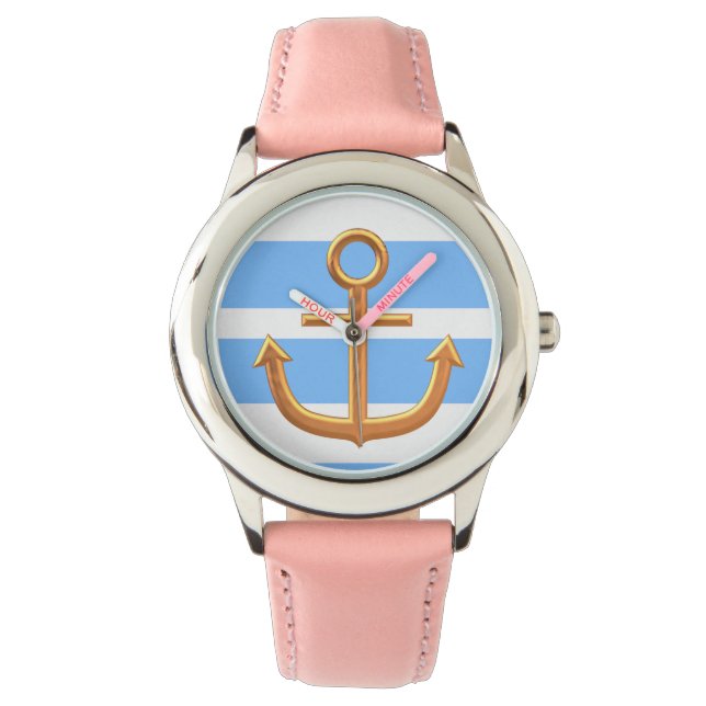 Reloj De Pulsera Ancla dorada, símbolos del amor. (Anverso)