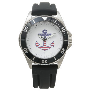 Reloj De Pulsera Ancla Náutica de Bandera Americana Patriótica