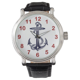 Reloj De Pulsera Anclaje azul de la Marina Náutica