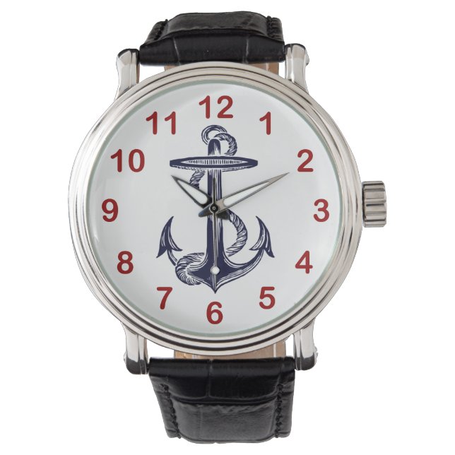 Reloj De Pulsera Anclaje azul de la Marina Náutica (Anverso)