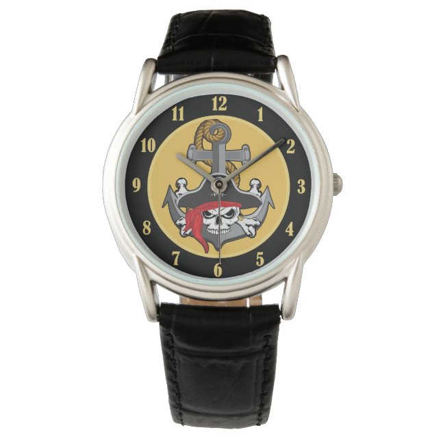 Reloj De Pulsera Anclaje de cráneo pirata (Anverso)