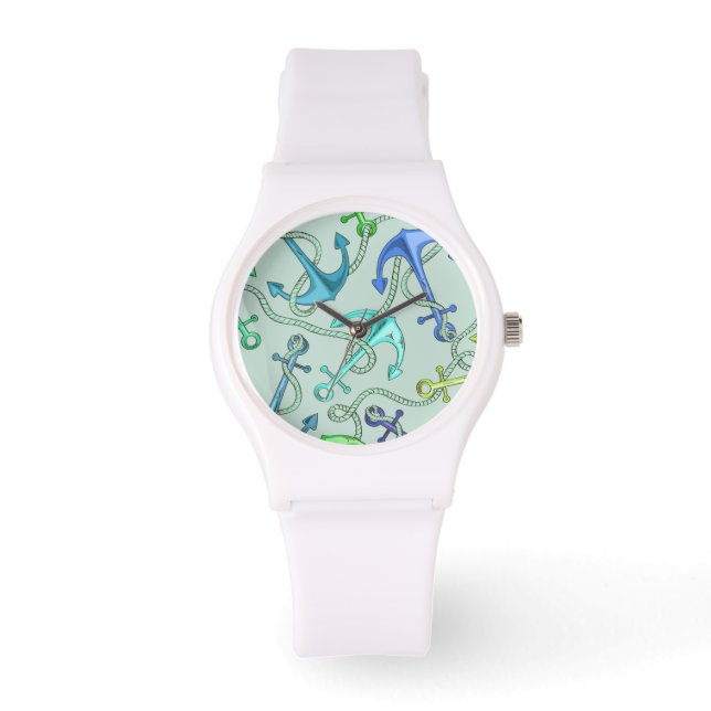 Reloj De Pulsera Anclajes Marinos Y Patrón Rope (Anverso)