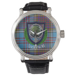 Reloj De Pulsera Anderson Scottish Clan Tartán y Escudo