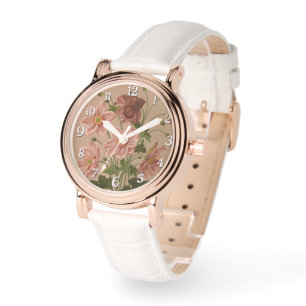 Reloj De Pulsera Anemone Japonica Rosea Exquisito Vintage Botánico