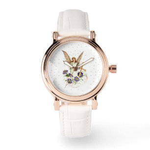 Reloj De Pulsera Ángel Con Cruz Y Flores Clematis Vigilar