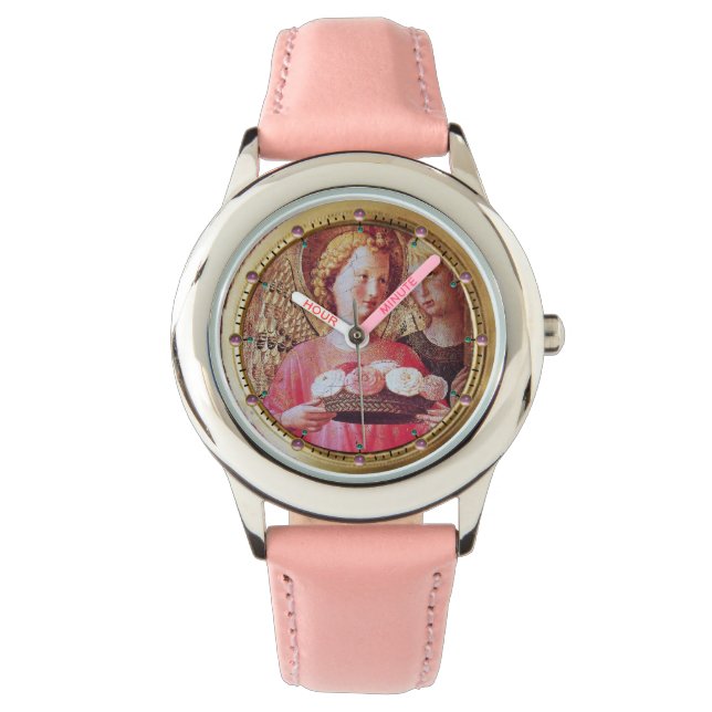 Reloj De Pulsera ANGEL CON ROSAS Y Gemas Rosa ARCHANGEL GABRIEL (Anverso)