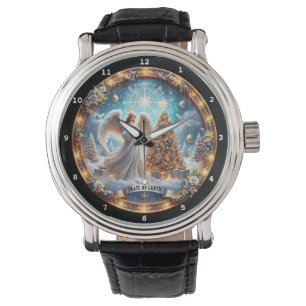 Reloj De Pulsera Ángel de Navidad Paz en la Tierra 