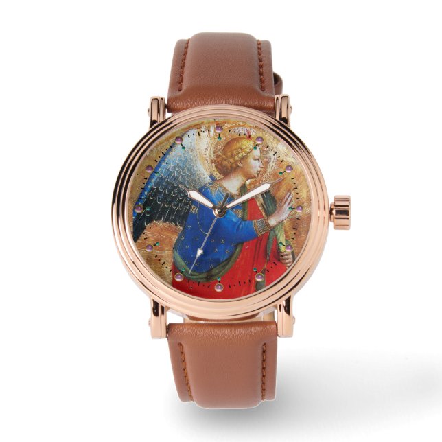 RELOJ DE PULSERA ANGEL EN ORO ROJO Y AZUL (Anverso)
