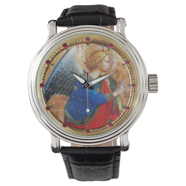 RELOJ DE PULSERA ANGEL EN ORO ROJO Y AZUL (Anverso)