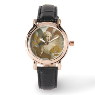Reloj De Pulsera Ángel etéreo con hojas doradas