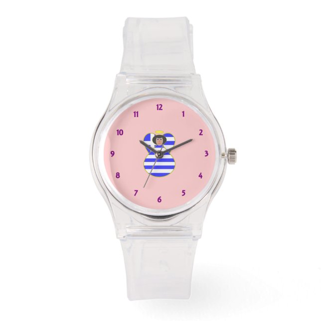 Reloj De Pulsera Ángel griego con cabello negro (Anverso)