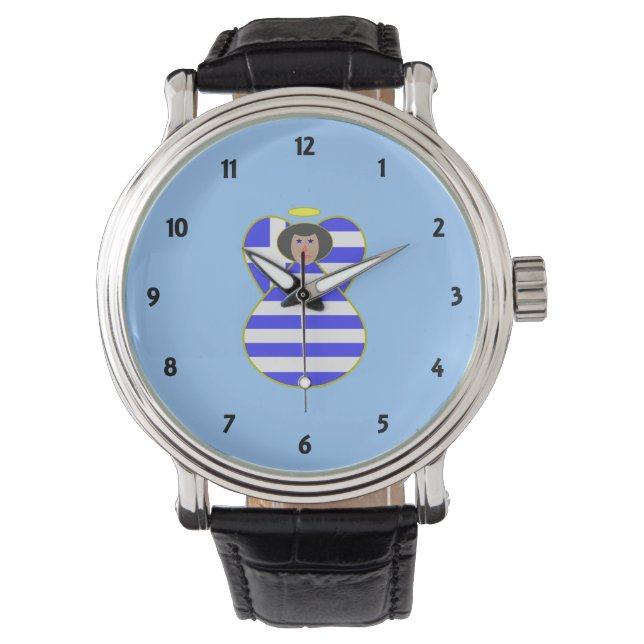 Reloj De Pulsera Ángel griego con cabello negro (Anverso)
