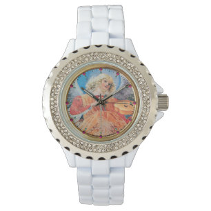 RELOJ DE PULSERA ÁNGEL MUSICAL / GEMAS AMETÍSIMOS ROSADOS