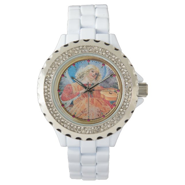 RELOJ DE PULSERA ÁNGEL MUSICAL / GEMAS AMETÍSIMOS ROSADOS (Anverso)